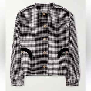 NWT Blaze Milano gliss velvet-trimmed houndstooth wool jacket